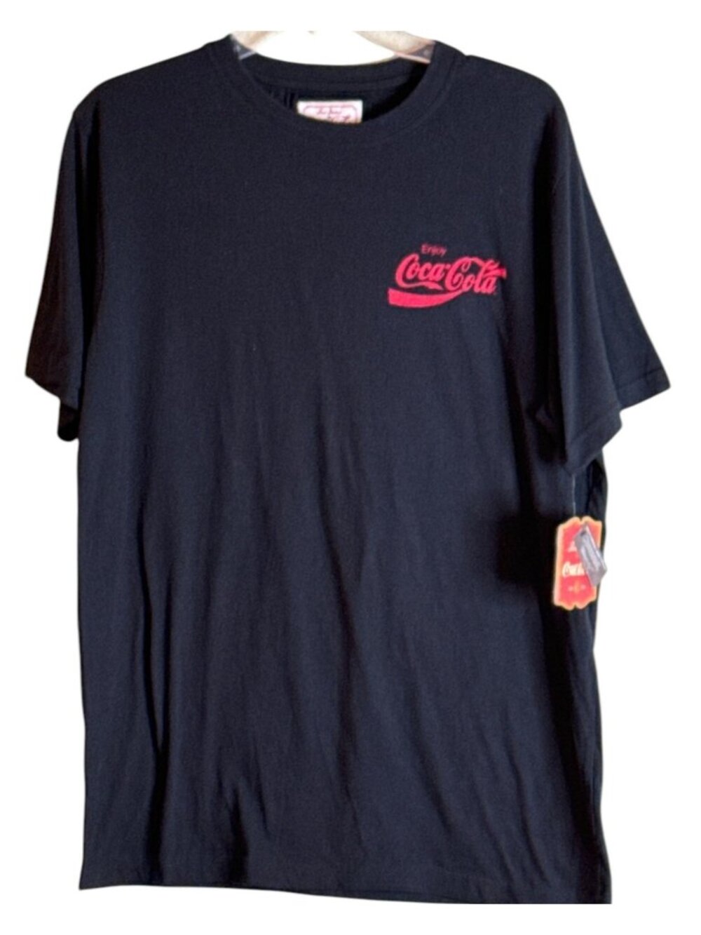 Red Jacket for Coca-Cola Short Sleeve Tee Shirt Black Red Size M NWT